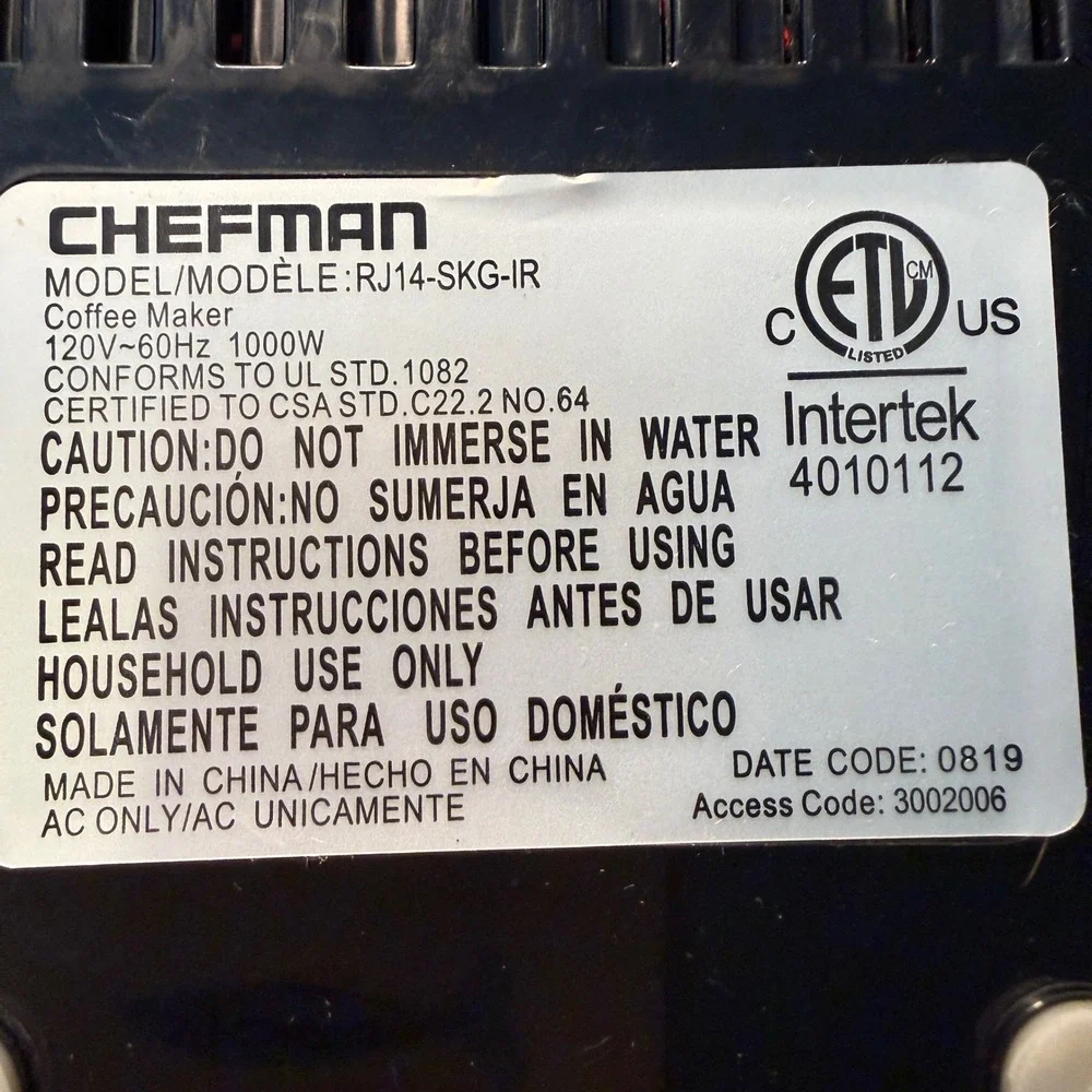 Chefman InstaCoffee Single Serve Coffee Maker Black Silver Kcup Pods Compatible